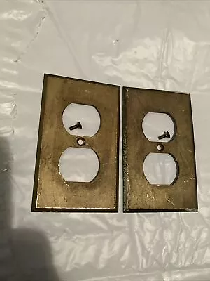 2 Vintage Brass Electrical Outlet Cover Plates • $14.99