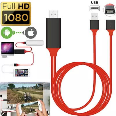 HDMI Mirroring AV Cable Phone To TV HDTV Adapter 1080P For IPhone 12 11 XR 8 7 6 • $13.93