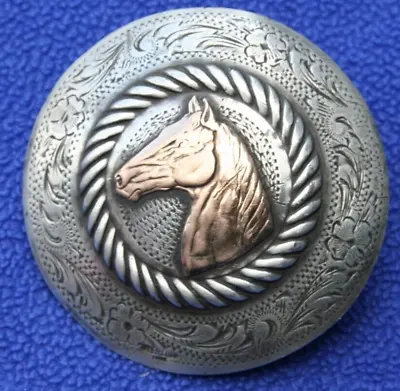 Visalia Sterling Silver 14k Gold Horsehead Western Saddle Horn Cap Concho 2.5  • $599