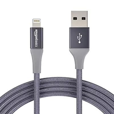 Apple Amazon Basics Nylon Braided  Lightnin USB IPhone Cable 3m 10ftMFI DarkGrey • £7.29