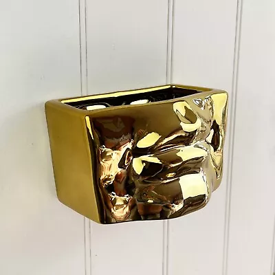 Face Wall Planter Gold Mouth Head Plant Pot Vase Home Decor Accessories Bling • £15