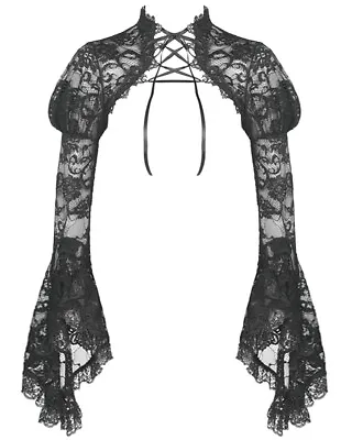 Dark In Love Womens Gothic Lace Bolero Shrug Top Black Floral Steampunk Witch • $29.19