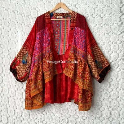 Wholesale 5 Pc Indian Vintage Recycled Sari Silk Women Smock Shirt Top 60s Cloth • $129.88