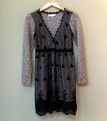 Anthropologie Black Lace Dress Womens S A'reve Layered Embroidered Netting R33 • $24.99