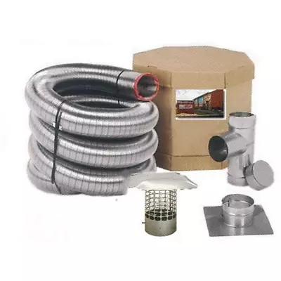 Flex-All Single-Ply 6 In. X 25 Ft. Stainless Steel Pipe Chimney Liner Kit • $565.89