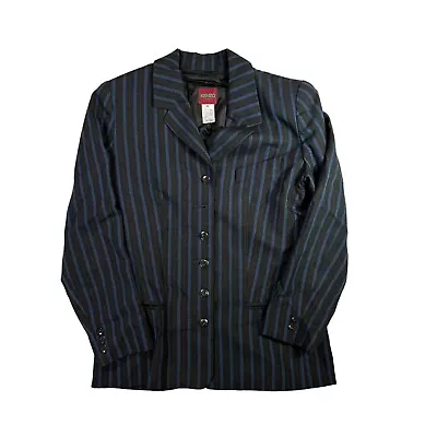 Vintage KENZO Wool Black Blue Striped Blazer Jacket Women’s 38 • $39.99