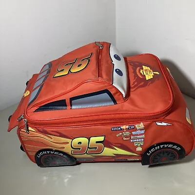 Disney Store Cars Lightning McQueen 3D Cabin Suitcase Bag Wheels Kids Handle • $29.99