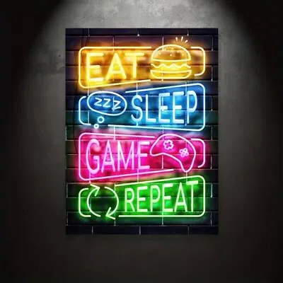 Gamer Xbox Playstation Neon Urban Gaming CANVAS WALL ART Picture Print • £20