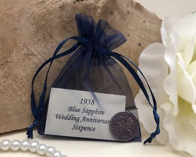 £3.69 • Buy 1958 Sixpence Gift For Blue Sapphire (65th) Wedding Anniversary Card - 65 Years