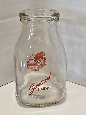 Vintage Suncrest Farms Half Pint Glass Milk Bottle Bethlehem/Butztown • $14.99