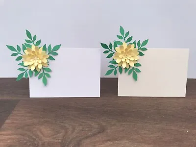 £3.20 • Buy 10 Flat Name Cards 3D Flower Wedding Party Birthday ( Lemon)