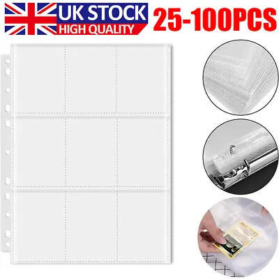 Double-Sided Silver Pages 9 Pocket A4 Pokemon MTG Trading Card Sleeve 25 To 100. • £2.99