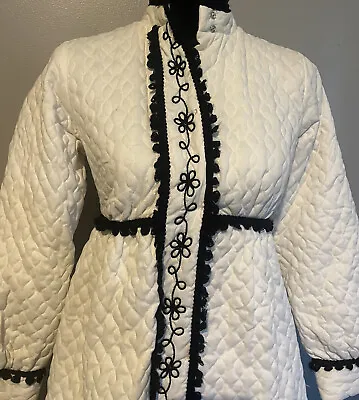 Mr Jac For Martin Marks Robe Gown Housedress Women's Small Quilted Embroider Vtg • $90.99