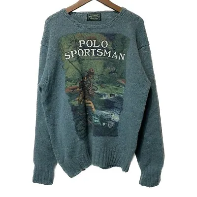 Polo Country Sportsman VTG Ralph Lauren Sweater Knit Size L Fishing JAPAN • $182.30