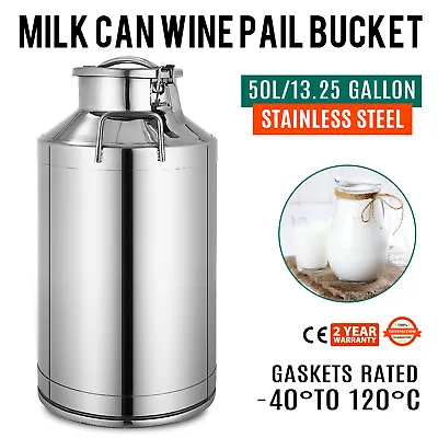 10L~60L 304 Stainless Steel Milk Can Wine Pail Bucket Jug Oil Barrel Canister • $104.99