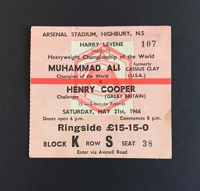 Muhammad Ali V Henry Cooper - 21 May 1966 - Ticket - Highbury Stadium • £120