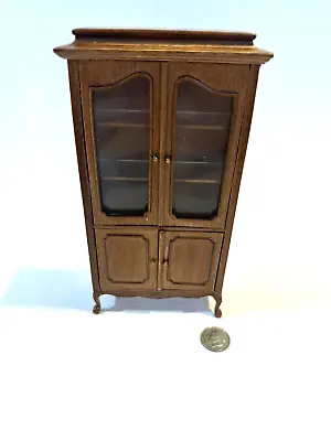 Bespaq Dollhouse Miniature Wood Display Cabinet New Walnut Finish • $29.95
