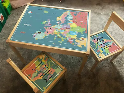£29.99 • Buy Personalised STICKER ONLY For IKEA LATT Kids Table And 2 Chairs Europe Map