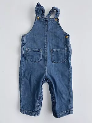 M&S Girls Baby Denim Dungarees Age 6-9 Months • £3