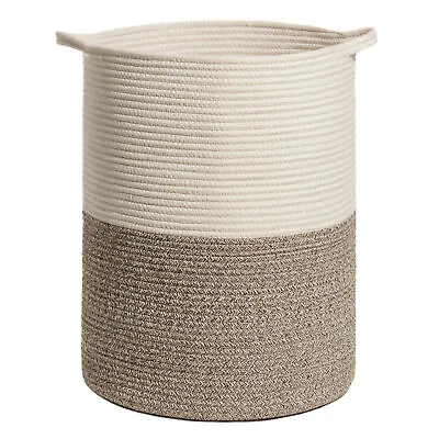 Brown Large Laundry Basket Woven Cotton Rope Dirty Clothes Hamper 20  X 16  • $29.99