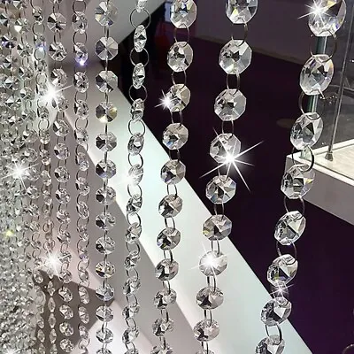 1M Glass Crystal Bead Garland Chandelier Hanging Wedding Light Decor UK Seller • £2.99