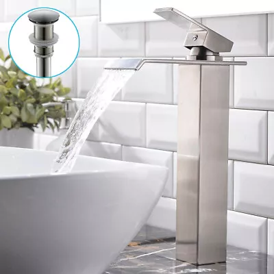 Tall Bathroom Vessel Sink Faucet Single Handle Vanity Basin Mixer Tap With Drain • $59