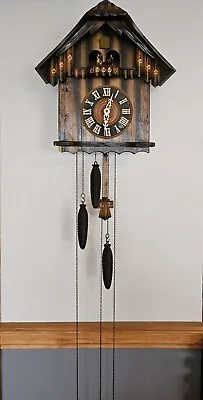 Vtg Black Forest Musical Dancing Swiss Germany Chalet Cuckoo Clock READ DISC • $125