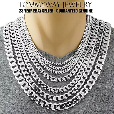 $15.99 • Buy Guaranteed 925 Sterling Silver Cuban Curb Chain Necklace Solid & Heavy Version