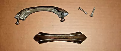 PAIR Cast Brass Vintage Furniture Handles Drawer Pulls Art Deco Hardware Incl. • $18