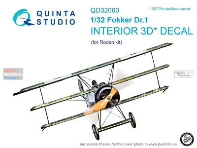 QTSQD32060 1:32 Quinta Studio Interior 3D Decal - Fokker Dr.1 (ROD Kit) • $24.24