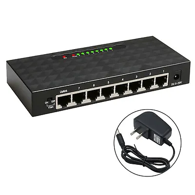 1000Mbps 8 Port Ethernet Hub PC Gaming Network LAN Switch RJ45 Cat6 Splitter N4T • $29.44