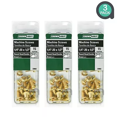 (45-PCS) Crown Bolt 1/4 In.-20 X 1/2 In. Round Head Combo Brass Machine Screws  • $7.99