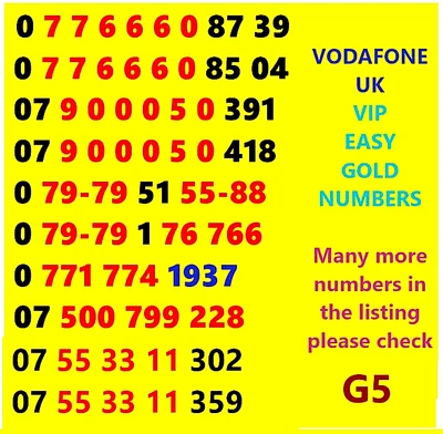 £7.99 • Buy New Vodafone GOLD VIP BUSINESS EASY MOBILE PHONE NUMBER SIM CARD NICE 888 777 11