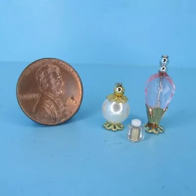 Dollhouse Miniature 3 Vanity Perfume Bottles Pink Accent IM65036 • $2.69