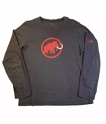 Mammut T Shirt Mens Small Gray Neon Long Sleeve Graphic Logo Cotton Mammoth EUC • $22.99