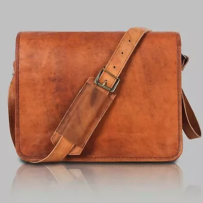 Leather Bag Goat Satchel Messenger Shoulder Laptop Women's Vintage Brown • $70