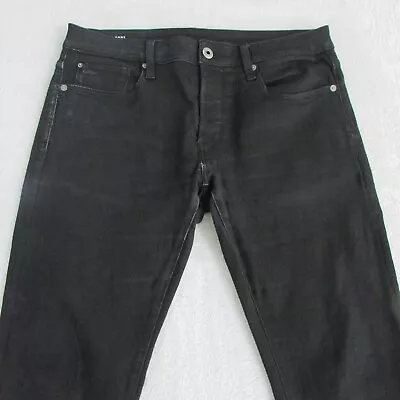 G-Star Jeans Mens W33 L30 Black Slim Denim Button Fly 3301 Stretch • $39.95