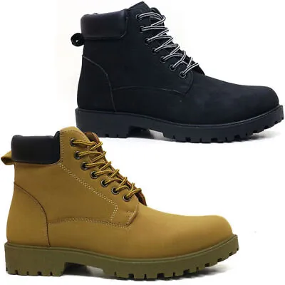 Mens Hiking Walking Boots Ankle Combat Military Work Trekking Army Biker Boots • £14.99