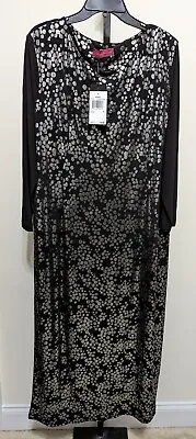 Melissa Masse Women's Plus Black/Silver Maxi Dress Formal Size 2X $325 • $139.99