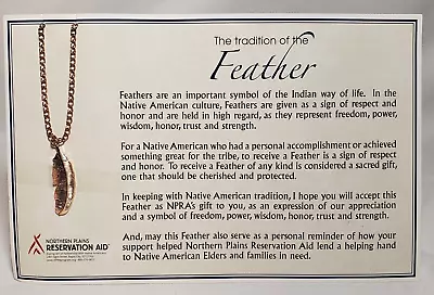 Native American Feather Necklace Bronze Tone Northern Plains Reservation Aid • $9.95