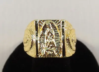 Size 8-13 Mens 14kt Gold Plated Religious Virgin Mary Our Lady Of Guadalupe Ring • $12.76