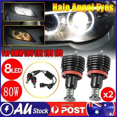 2Pcs 40W H8 Angel Eye Halo Ring LED DRL Light Bulb For BMW E70 E90 E92 E93 X5 M3 • $30.89
