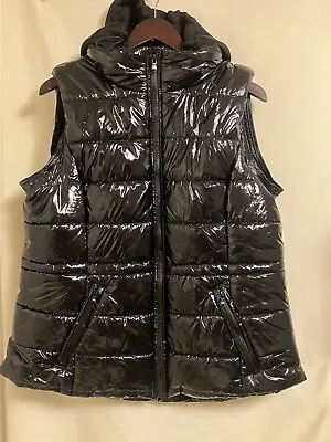 Michael Michael Kors Women's Black Puffer Full Zip Vest Removable Hood Size XL • $39.95