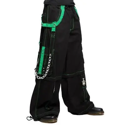 Black With Green Gothic Pant Dead Thread Punk Rock Baggy Pant Fashion Goth Pants • $68.99