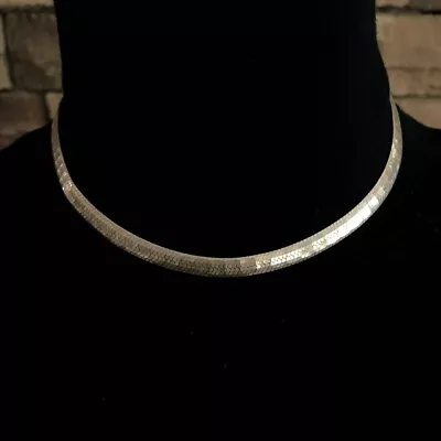 Italy MILOR 925 Sterling Silver Necklace Choker VTG Mark '925 ITALY' 16.1 Inch • $45.21