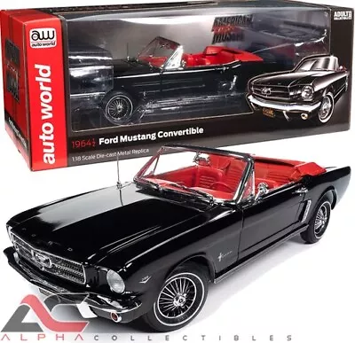 Autoworld Amm1312 1:18 1964.5 Ford Mustang Convertible (raven Black) • $99.99