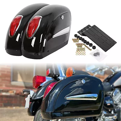 Black Universal Motorcycle Saddle Bag Saddlebags Trunk For Honda Harley Yamaha • $84.99