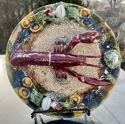 Vtg Palissy Type Lobster Ware 12  Plate Caldas Art Pottery Majolica Portugal • £410.52