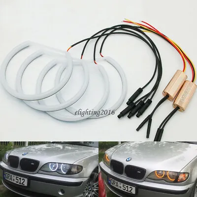 Swtichback White/amber LED Angel Eyes Halo Rings For BMW E46 Halogen Headlight • $59