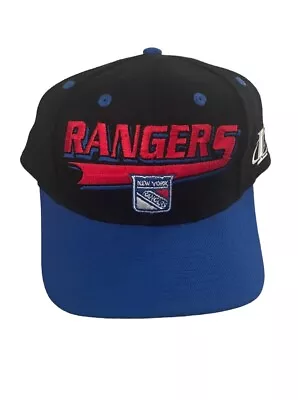 New York Rangers NHL Vintage 1990s Logo Athletic Black Snapback Hat Cap Wool Euc • $49.95